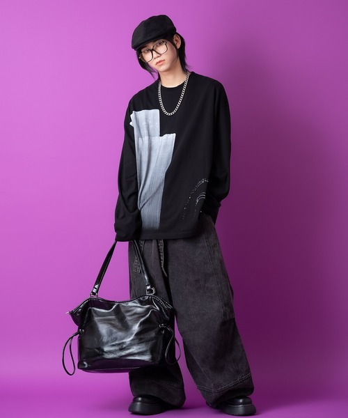 a.p.o.v.（エーピーオービー）の「a.p.o.v. モノクロアートペイントオーバーサイズカットソー（Tシャツ/カットソー・メンズ・ホワイト/ブラック・ONESIZE）」の8枚目の写真