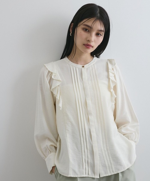 VIS（ビス）の「【洗える】フロントピンタックフリルブラウス（シャツ/ブラウス・レディース・ネイビー/オフホワイト/ピンク系その他2・FREE）」の22枚目の写真