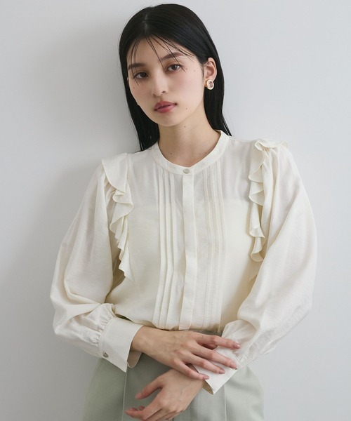 VIS（ビス）の「【洗える】フロントピンタックフリルブラウス（シャツ/ブラウス・レディース・ネイビー/オフホワイト/ピンク系その他2・FREE）」の20枚目の写真