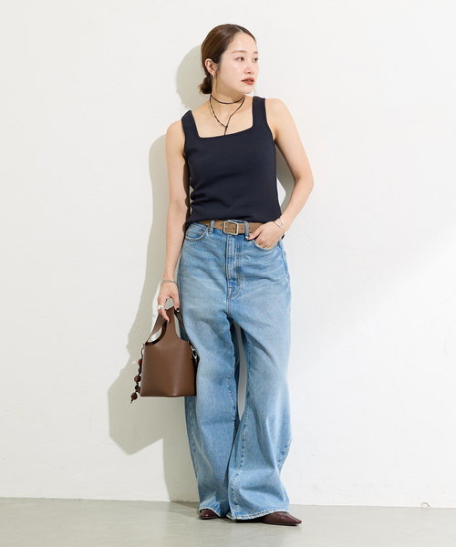 JOURNAL STANDARD（ジャーナルスタンダード）の「スクエアネックニットタンク（タンクトップ・レディース・チャコールグレー/アイボリー/ネイビー・FREE）」の7枚目の写真