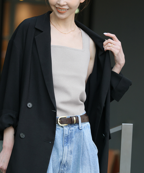 JOURNAL STANDARD（ジャーナルスタンダード）の「スクエアネックニットタンク（タンクトップ・レディース・チャコールグレー/アイボリー/ネイビー・FREE）」の20枚目の写真