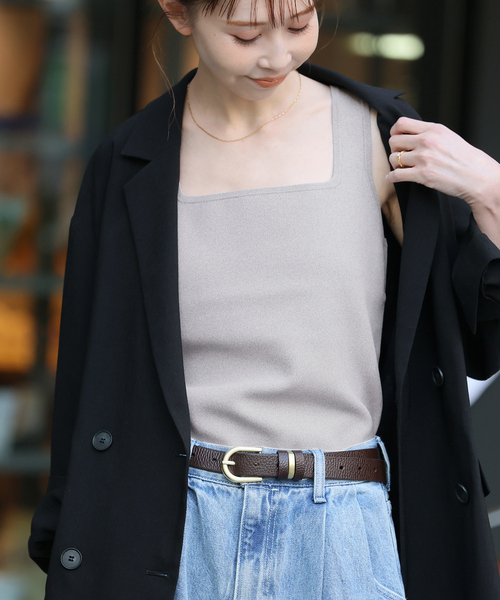 JOURNAL STANDARD（ジャーナルスタンダード）の「スクエアネックニットタンク（タンクトップ・レディース・チャコールグレー/アイボリー/ネイビー・FREE）」の21枚目の写真