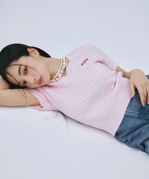 EIMYロゴケーブルニットプルオーバー(F PINK): TOPS