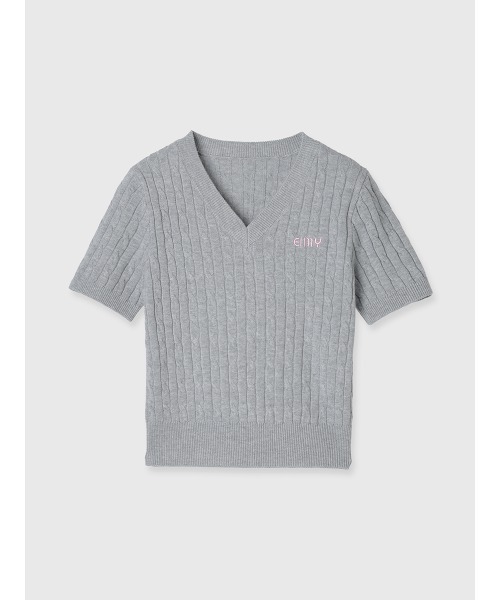 EIMYロゴハーフスリーブニット(F WHITE): TOPS