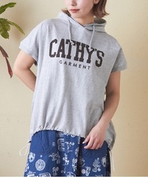 CUBE SUGAR | 異素材切替フレンチスリーブプルオーバーパーカー(Tシャツ/カットソー)