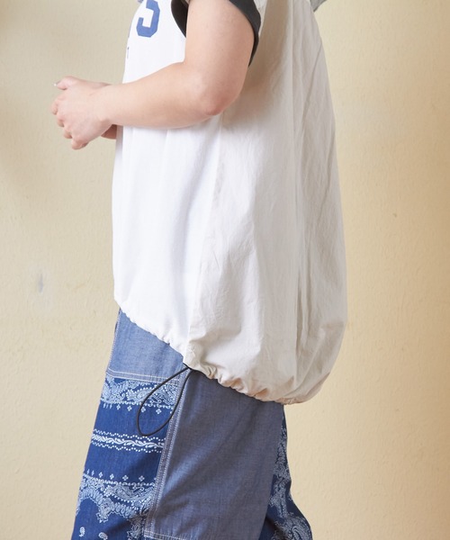 CUBE SUGAR（キューブシュガー）の「異素材切替フレンチスリーブプルオーバーパーカー（Tシャツ/カットソー・レディース・ホワイト/マルチ/トップグレー/オレンジ/スミクロ・M）」の17枚目の写真