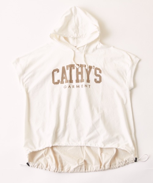 CUBE SUGAR（キューブシュガー）の「異素材切替フレンチスリーブプルオーバーパーカー（Tシャツ/カットソー・レディース・ホワイト/マルチ/トップグレー/オレンジ/スミクロ・M）」の21枚目の写真