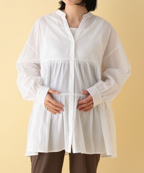 LEPSIM(レプシィム)の「【産前・産後対応】マタニティ/ティアードギャザーブラウス 286283(マタニティウェア/グッズ・レディース・オフホワイト/ピンク/ブラック・FREE)」の1枚目の写真