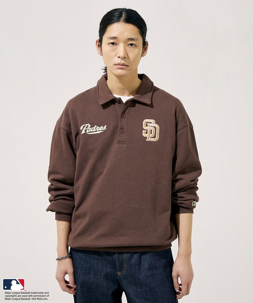 MLB（メジャーリーグベースボール）の「FREAK’S STORE/フリークスストア MLB ポロ襟 スウェット（スウェット・メンズ・グレー/チャコールグレー/ブラウン/ネイビー・MEDIUM/LARGE）」の3枚目の写真