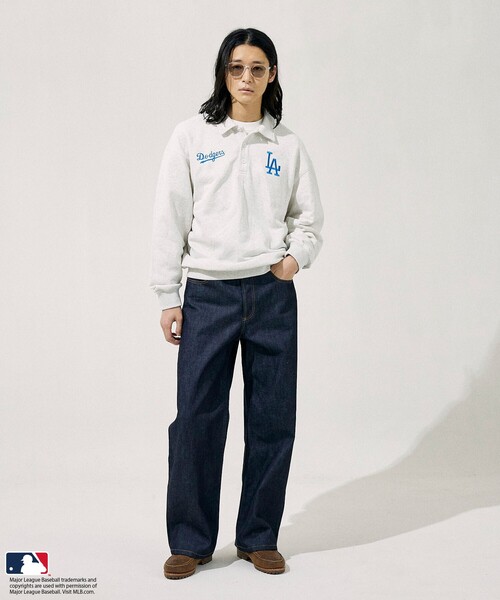 MLB（メジャーリーグベースボール）の「FREAK’S STORE/フリークスストア MLB ポロ襟 スウェット（スウェット・メンズ・グレー/チャコールグレー/ブラウン/ネイビー・MEDIUM/LARGE）」の2枚目の写真