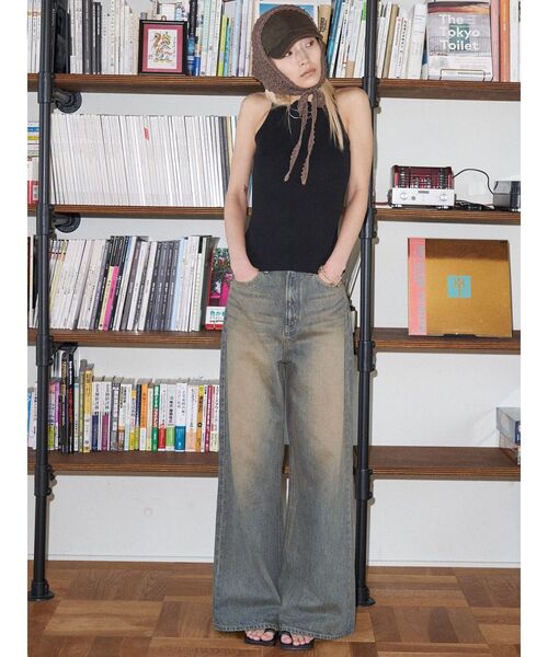 VEQUM（VEQUM）の「【VEQUM】RIM WIDE JEANS（デニムパンツ・レディース・ブラック/ライトブルー/インディゴブルー・26/25/24）」の7枚目の写真