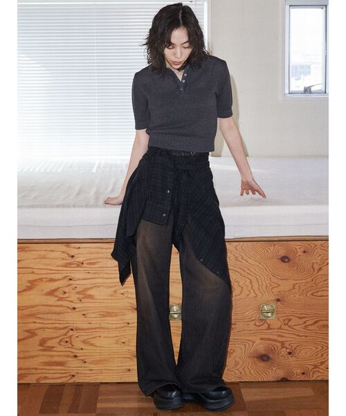 VEQUM（VEQUM）の「【VEQUM】RIM WIDE JEANS（デニムパンツ・レディース・ブラック/ライトブルー/インディゴブルー・26/25/24）」の15枚目の写真