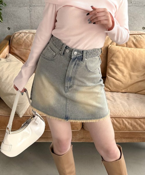 clear（クリア）の「台形デニムミニスカート［大人カジュアル 着回し抜群］≪SS新作≫（デニムスカート・レディース・ライトブルー/ブルー・S/M）」の5枚目の写真