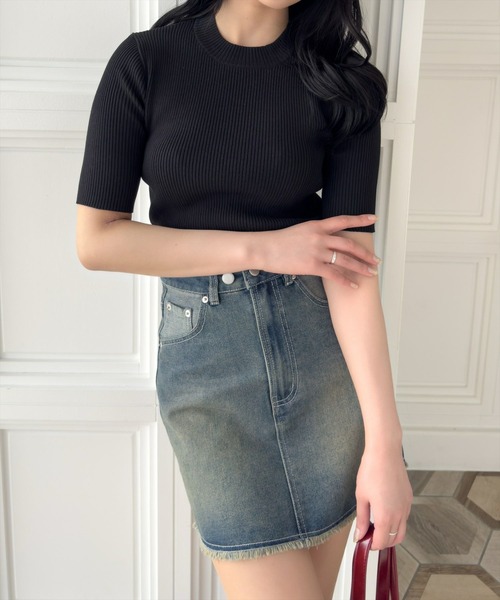clear（クリア）の「台形デニムミニスカート［大人カジュアル 着回し抜群］≪SS新作≫（デニムスカート・レディース・ライトブルー/ブルー・S/M）」の7枚目の写真