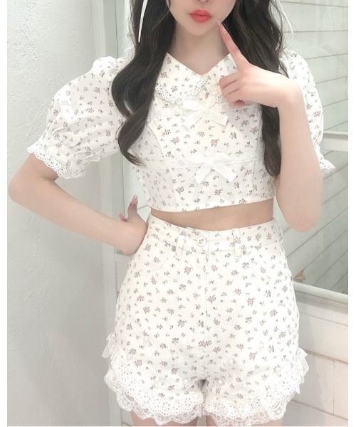 Me roir おリボンレースパフTOPS おリボンレースパフTOPS - Me roir(ミーロワール)のTシャツ