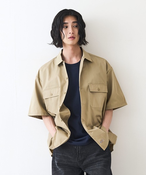 Dickies(ディッキーズ)の「【DICKIES/ディッキーズ】ライトTCツイルワークシャツ(シャツ/ブラウス・メンズ・ベージュ/グリーン/ブラック/チャコールグレー・MEDIUM/LARGE/X-LARGE)」の4枚目の写真