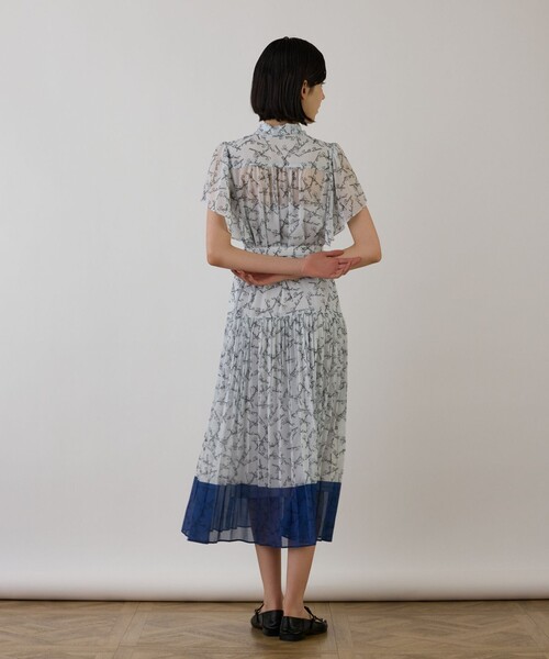 セール】ボウタイプリーツプリントワンピース（ワンピース）｜GRACE