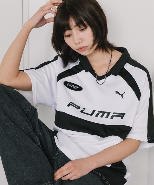 プーマ PUMA Lサイズ シャツ トップス へそ出し 黒 PUMA プーマ レディース 半袖 Tシャツ SS シャーリング 脇ドロー