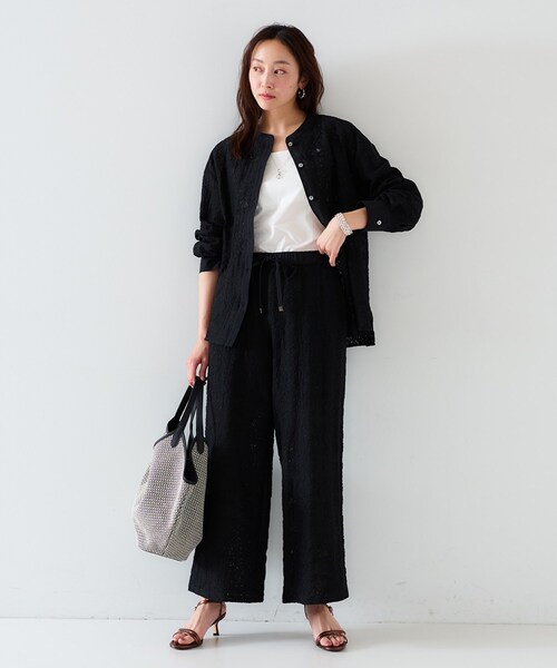 UNTITLED(アンタイトル)の「【セットアップ可能/トレンド】クロシェ風レースワイドパンツ(その他パンツ・レディース・オフホワイト/ブラック・00/01/02/03/04/44/48/50)」の12枚目の写真