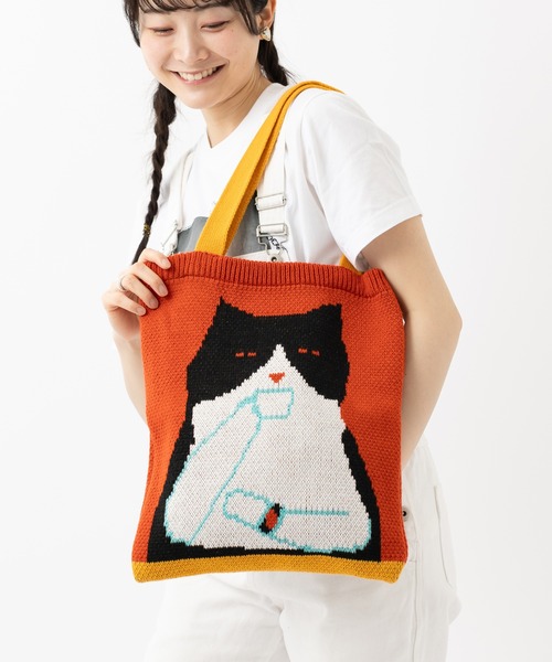 emonique(エモニーク)の「ニットトートバッグ 45x30cm(トートバッグ・レディース・その他6/その他4/その他7/その他9/その他12/その他1/その他2/その他3/その他5/その他11/その他8/その他10/その他13・FREE)」の1枚目の写真