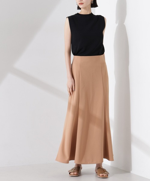 NANO universe（ナノユニバース）の「カットジョーゼットフレアスカート（セットアップ可）（スカート・レディース・ブラック/グレー/キャメル・FREE）」の3枚目の写真