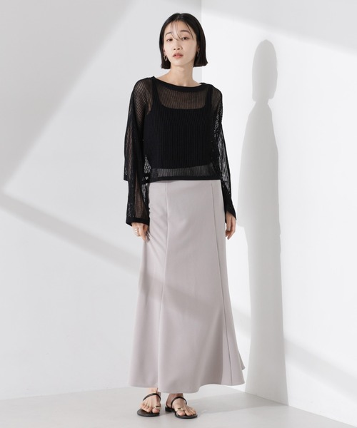 NANO universe（ナノユニバース）の「カットジョーゼットフレアスカート（セットアップ可）（スカート・レディース・ブラック/グレー/キャメル・FREE）」の22枚目の写真