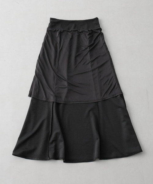 NANO universe（ナノユニバース）の「カットジョーゼットフレアスカート（セットアップ可）（スカート・レディース・ブラック/グレー/キャメル・FREE）」の5枚目の写真