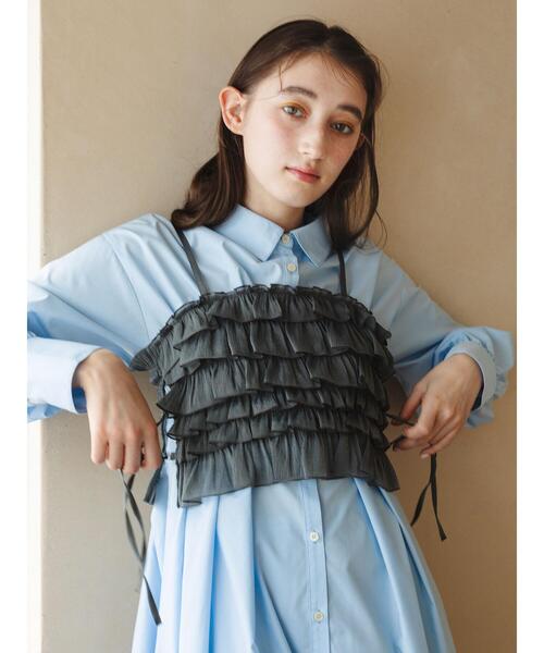 so4u(ソーフォーユー)の「フリルビスチェ(シャツ/ブラウス・レディース・グレー/ピンク・F)」の3枚目の写真