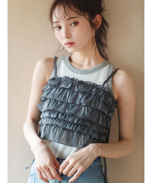 so4u(ソーフォーユー)の「フリルビスチェ(シャツ/ブラウス・レディース・グレー/ピンク・F)」の14枚目の写真