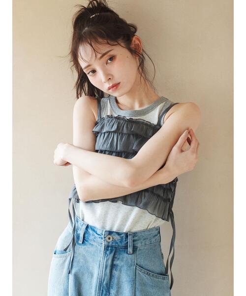 so4u(ソーフォーユー)の「フリルビスチェ(シャツ/ブラウス・レディース・グレー/ピンク・F)」の17枚目の写真