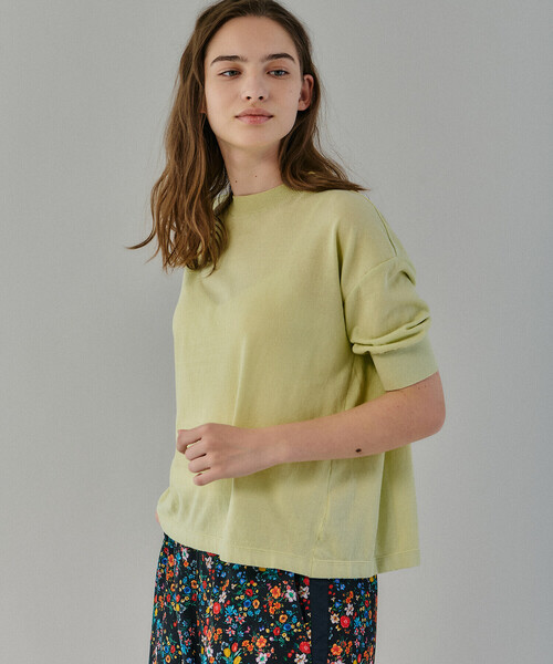 【未使用タグ付き】MEYAME メヤメ コットンカットソーキャメル MEYAME |〈別注〉コットンニット半袖Tシャツ WOMEN(ニット