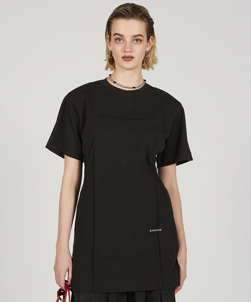 PRANK PROJECT（プランクプロジェクト）の「バックホールフォルムオーバーTEE / Backhole Form Over Tee（Tシャツ/カットソー・レディース・ベージュ/チャコールグレー/ライトグレー・FREE）」の2枚目の写真