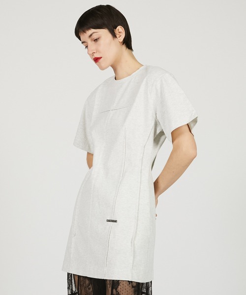 PRANK PROJECT（プランクプロジェクト）の「バックホールフォルムオーバーTEE / Backhole Form Over Tee（Tシャツ/カットソー・レディース・ベージュ/チャコールグレー/ライトグレー・FREE）」の3枚目の写真