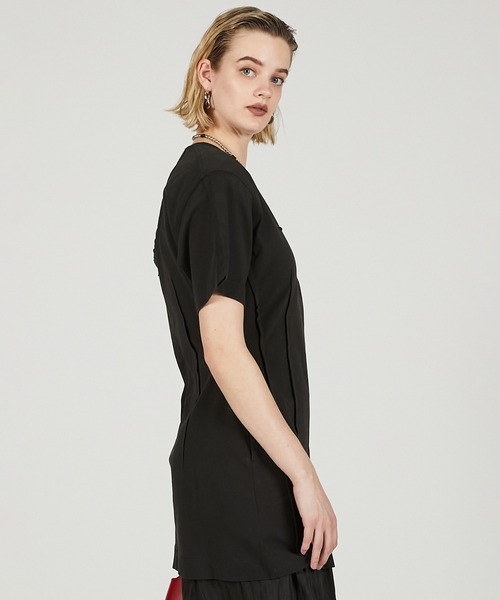 PRANK PROJECT（プランクプロジェクト）の「バックホールフォルムオーバーTEE / Backhole Form Over Tee（Tシャツ/カットソー・レディース・ベージュ/チャコールグレー/ライトグレー・FREE）」の8枚目の写真