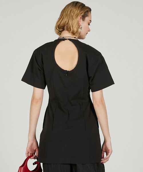 PRANK PROJECT（プランクプロジェクト）の「バックホールフォルムオーバーTEE / Backhole Form Over Tee（Tシャツ/カットソー・レディース・ベージュ/チャコールグレー/ライトグレー・FREE）」の9枚目の写真