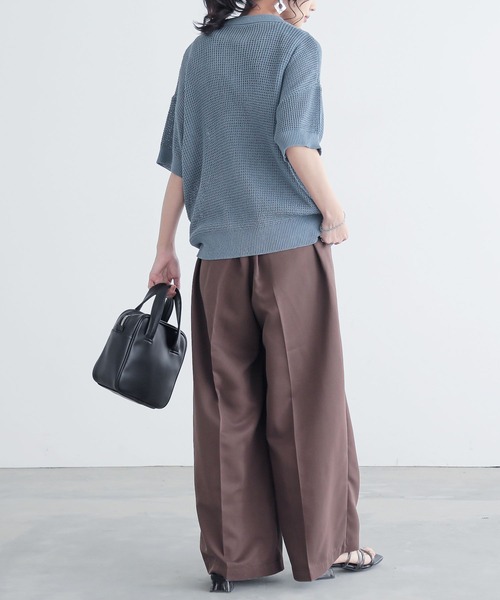 n'OrLABEL（ノアールレーベル）の「『透かしワッフル編みポロニット』（ポロシャツ・レディース・ブルー/アイボリー/ブラック・1/2）」の12枚目の写真