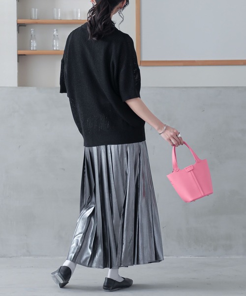 n'OrLABEL（ノアールレーベル）の「『透かしワッフル編みポロニット』（ポロシャツ・レディース・ブルー/アイボリー/ブラック・1/2）」の18枚目の写真