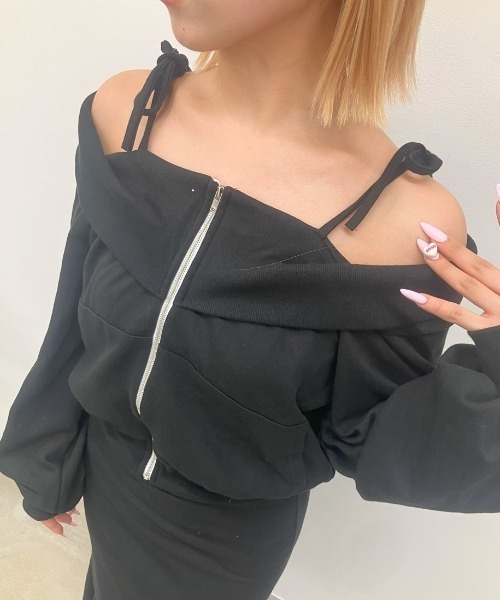 A'GEM/9 × .kom 「.KOM/ドットケーオーエム」 オフショルダーセットアップ レディース A'GEM/9 × .kom 『.KOM/ドットケーオーエム』 オフショルダー