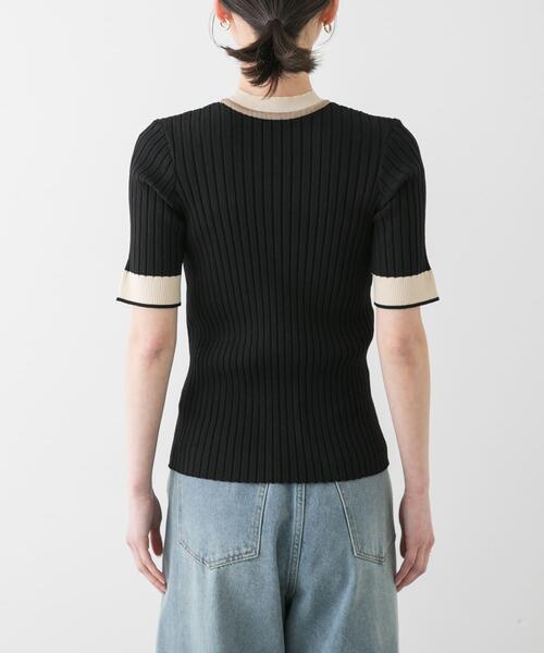 SENSE OF PLACE by URBAN RESEARCH（センスオブプレイスバイアーバンリサーチ）の「『WEB限定』バイカラーコンパクトセーター(5分袖)（ニット/セーター・レディース・アイボリー/ブラック/グレー/ライトピンク・ONE）」の22枚目の写真