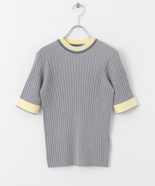【WEB限定】バイカラーニット≪手洗い可能≫ セール】 『WEB限定』バイカラーコンパクトセーター(5分袖