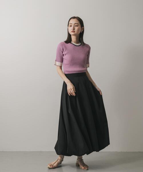 SENSE OF PLACE by URBAN RESEARCH（センスオブプレイスバイアーバンリサーチ）の「『WEB限定』バイカラーコンパクトセーター(5分袖)（ニット/セーター・レディース・アイボリー/ブラック/グレー/ライトピンク・ONE）」の17枚目の写真