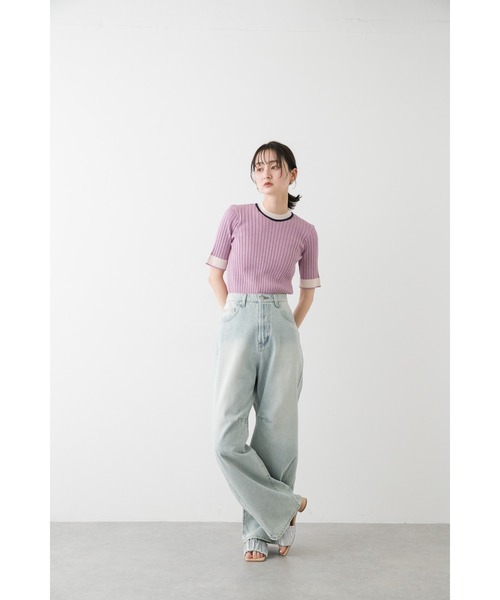 SENSE OF PLACE by URBAN RESEARCH（センスオブプレイスバイアーバンリサーチ）の「『WEB限定』バイカラーコンパクトセーター(5分袖)（ニット/セーター・レディース・アイボリー/ブラック/グレー/ライトピンク・ONE）」の10枚目の写真