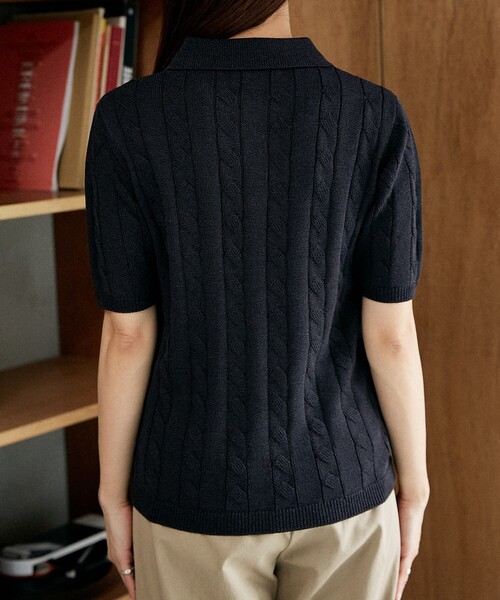 ポロシャツ ポロ U.S. POLO ASSN. × PUBLUX/ユーエスポロアッスン 別注 ケーブルニット ポロシャツ　限定展開 レディース U.S. POLO ASSN. ポロシャツ ポロ × PUBLUX/ユーエスポロアッ
