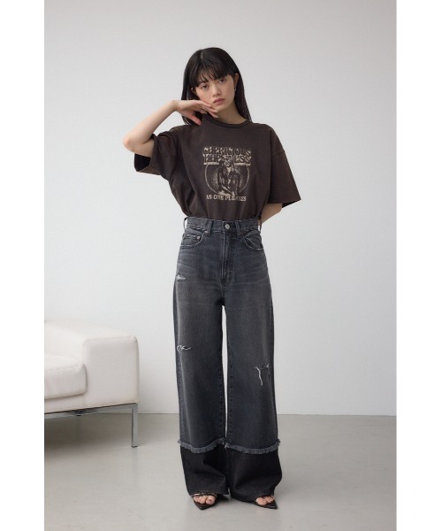 AZUL by moussy(アズールバイマウジー)の「USEDロックルーズTシャツ(Tシャツ/カットソー・レディース・イエロー系その他/ピンク系その他・FREE)」の5枚目の写真