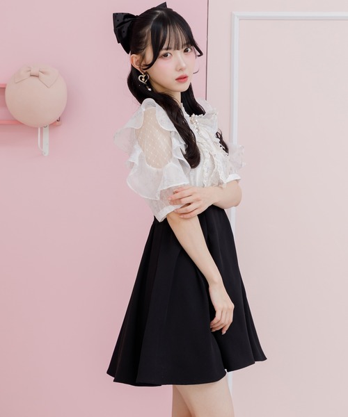 ROJITA(ロジータ)の「花柄ボウタイドッキングワンピース(ワンピース・レディース・ブルー/ブラック/ピンク/ピンクベージュ/ボルドー・FREE)」の7枚目の写真