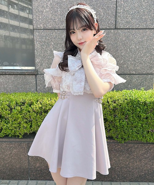 花柄ボウタイドッキングワンピース（ワンピース）｜ROJITA