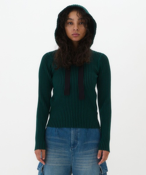 パーカー SWITCH COL RIB KNIT HOODIE レディース BEEDEN パーカー SWITCH COL RIB KNIT HOODIE レディース