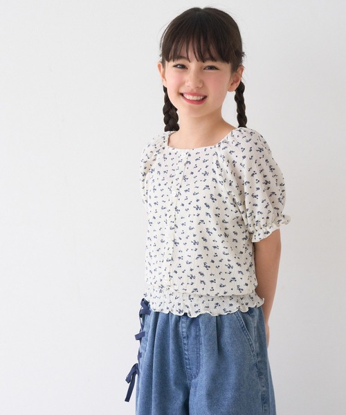 coca(coca)(コカ)の「キッズ クレープシャーリング花柄トップス(Tシャツ/カットソー・キッズ・A/B・150/140/130/120)」の3枚目の写真