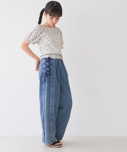 coca(coca)(コカ)の「キッズ クレープシャーリング花柄トップス(Tシャツ/カットソー・キッズ・A/B・150/140/130/120)」の4枚目の写真