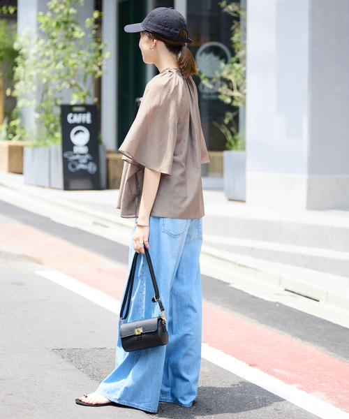 SLOBE IENA（スローブイエナ）の「シルク混フリルカラー5分袖ブラウス 